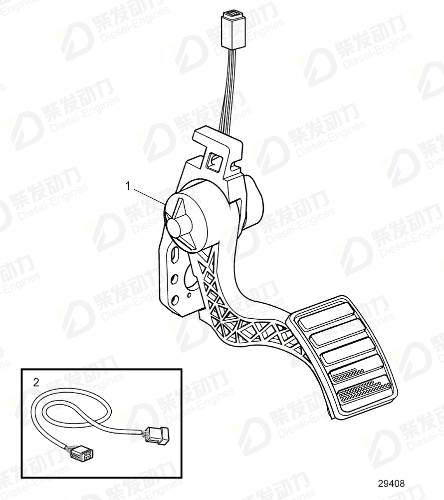 volvo penta Accelerator pedal 21116880 Drawing volvo penta Accelerator pedal 21116880 Drawing